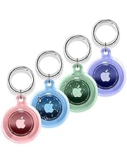 4 Pack Airtag Holder, Jelly Color Airtag case Waterproof Apple Air Tag Case with Keychain, Soft TPU Shockproof &amp; Dustproof Airtag Holders for Pet Tracking, Bags, Kids, Keys, Luggage（4 Colors）