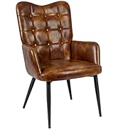 Duhome Faux Leather Accent Chair, Modern Tufted Button Back Accent Chair with Arms, Upholstered T...