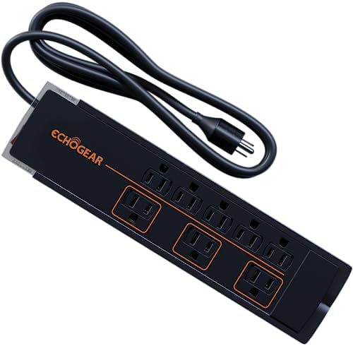 ECHOGEAR ShockBlocker 8 Outlet Surge Protector Power Strip - Slim Design Can Power & Protect Your Entire TV, Office, Or Gaming Setup - Advanced Surge Suppressor with 3420 Joules of Protection