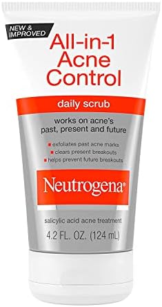 Neutrogena All-In-1 Acne Control Daily Face Scrub to Exfoliate and Treat Acne, Salicylic Acid Acne Treatment, 4.2 fl. oz