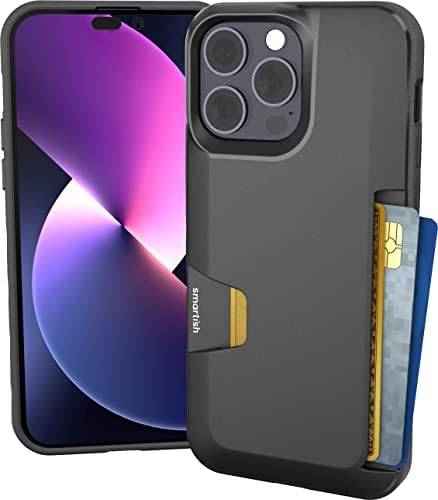 Smartish® iPhone 14 Pro Max Wallet Case - Wallet Slayer Vol. 1 [Slim + Protective] Credit Card Holder - Drop Tested Hidden Card Slot Cover Compatible with Apple iPhone 14 Pro Max - Black Tie Affair