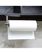 KEINEUX Paper Towel Holders Stainless, Kitchen Towel Rack under Cabinet Paper Roll Dispenser No Drilling Adhesive Wall Mount Bath Organizer for Towels Toilet Papers, Silver-13&#34;