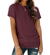 AUTOMET Womens Short Sleeve Round Neck Shirts Summer Fashion Basic Tee