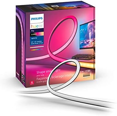 Philips Hue White and Color Ambiance Gradient PC LED Lightstrip for 24'' to 27'' Monitors Requires Hue Hub, Compatible with Alexa, HomeKit, and Google Assistant, Black (578294)