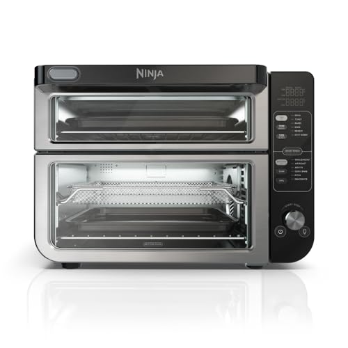 Ninja DCT401 12-in-1 Double Oven with FlexDoor, FlavorSeal & Smart Finish, Rapid Top Convection and Air Fry Bottom , Bake, Ro