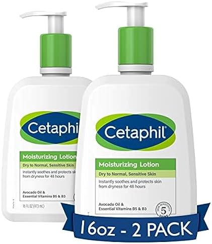 Cetaphil Face & Body Moisturizer, Hydrating Moisturizing Lotion for All Skin Types, Suitable for Sensitive Skin, NEW 16 oz Pack of 2, Fragrance Free, Hypoallergenic, Non-Comedogenic