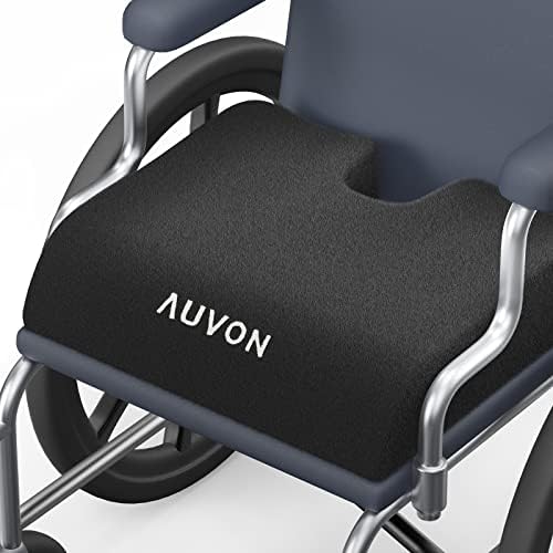 AUVON Wheelchair Seat Cushions (20"x16"x4") for Sciatica, Back, Coccyx, Pressure Sore and Ulcer Pain Relief, Memory Foam Pressure Relief Cushion with Removable Strap, Breathable & Waterproof Fabric