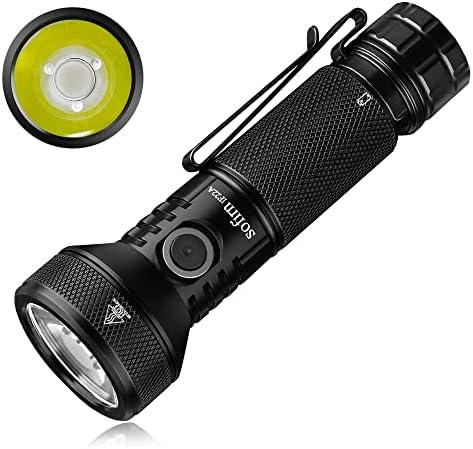 77outdoor Rechargeable Flashlight, Sofirn IF22A 2100 High Lumen 690m Max Powerful Thrower Flashlight with SFT-40 LED, TIR Lens, Discharge Output for Hiking (Black)