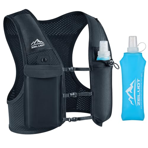 Zelvot Running Vest for Women Men, USA Original Patent, Adjustable Chest Straps Running Hydration Vest with 500ml Soft Flask,