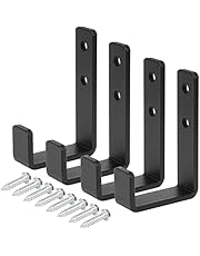 4 Pcs 4⅜ inch Heavy Duty Steel Black J Hooks Wall Mount Utility Hook Load 220 lb for Hanging Home Office Gym Sports Equipment Barbells Cable &amp; Wire Garage Storage Tool Organization