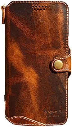 Yogurt Case for iPhone 13, Compatible with iPhone 13, Genuine Leather Wallet for iPhone 13, 6.1-inch Dark Brown
