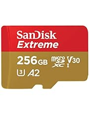 SanDisk 256GB Extreme microSDXC UHS-I Memory Card with Adapter - C10, U3, V30, 4K, 5K, A2, Micro SD Card - SDSQXAV-256G-GN6MA