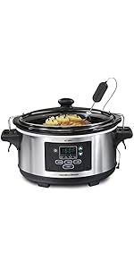 Hamilton Beach Portable 6 Quart Set & Forget Digital Programmable Slow Cooker Lock, Dishwasher Sa...