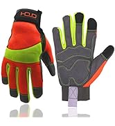 Handlandy Hi-vis Reflective Work Gloves, Anti Vibration Safety Gloves, Touch Screen, Orange Flexi...