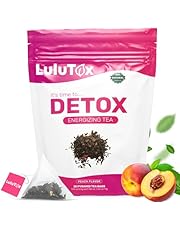 LULUTOX Original Detox Tea - Herbal Blend with Dandelion, Ginseng, and Ginger - Supports A Healthy Weight, Digestive Health - Vegan, All Natural, Laxative-Free - Peach Flavor (28 Servings)