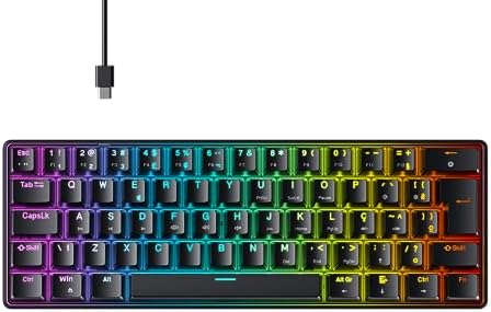 TECLADO MECÂNICO HYRAX THUNDER HCK61 ABNT2 PRETO SWITCH VERMELHO RGB