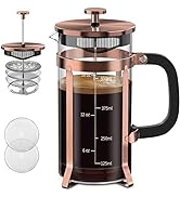 QUQIYSO Coffee Maker 304 Stainless Steel French Press with 4 Filter, Heat Resistant Durable, Easy...