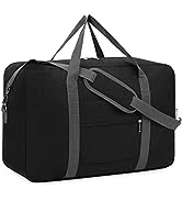 For Airlines Foldable Travel Duffle Bag Tote Carry on Luggage by Narwey 30L (Black (With Shoulder...