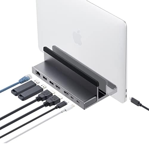 サンワダイレクト ドッキングステーション Type-C スタンド 縦置き HDMI 2ポート 4K 60Hz PD 100W LAN USB3.2 Mac/Win/iPad対応 400-VGA018