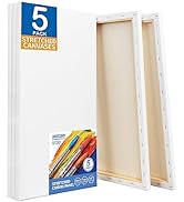 FIXSMITH Stretched White Blank Canvas - 10x20 Inch, 5 Pack,Primed Large Canvas,100% Cotton,5/8 In...