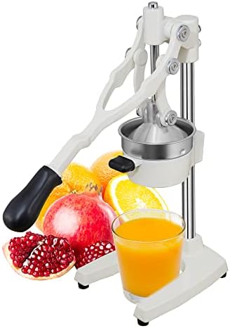 Gowintech 19 Inch Height Extra Tall Commercial Heavy Duty Cast Iron Hand Press Manual Orange Citrus Lemon Lime Grapefruit Pomegranate Fruit Juice Squeezer Machine White