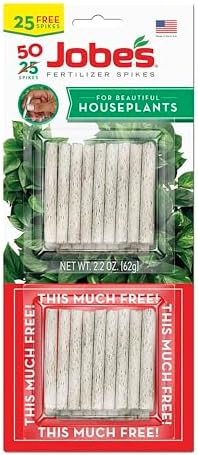 Jobe's Plant Food Fertilizer Spikes, Easy Plant Care for All Indoor Flower and Foliage Houseplants, 50 Count