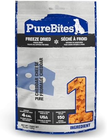 PureBites Cheese Freeze Dried Dog Treats, 1 Ingredient, Made in USA, 4.2oz