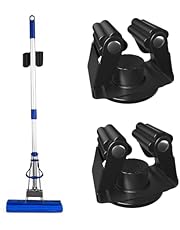 FYWZ Magnetic Mop Holder, No Drilling Magnetic Broom Holder Black Steel Magnetic Tool Mount for Home, Kitchen, Laundry, Garage, Workshop - 2 Pack/Black