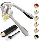 Premium Garlic Press with Soft Easy-Squeeze Ergonomic Handle, Sturdy Design Extracts More Garlic ...