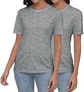 Abardsion Women's Short-Sleeve Crewneck Casual Basic T-Shirt Tops, Multipacks