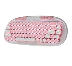 RK ROYAL KLUDGE RK838 Pink Wireless Keyboard, Retro Typewriter Keyboard BT/2.4G/Wired Mode, 75% RGB Hot Swappable Gaming Ke…