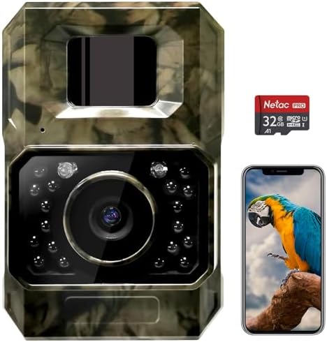 Wildlife Camera WiFi Bluetooth 48MP 30FPS Trail Camera with Night Vision Motion Activated, IP66 Waterproof, Built-in Battery Rechargeable Power Trail Cam for Outdoor Wildlife Monitoring (No Screen)
