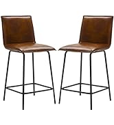 Duhome 24” Faux Leather Counter Chair Set of 2, Armless Bar Stools with Metal Legs, Modern Counte...