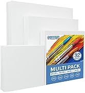 FIXSMITH Painting Canvas Panels Multi Pack- 6x6,8x8,10x10,12x12 (8 of Each),32 Pack,100% Cotton,P...