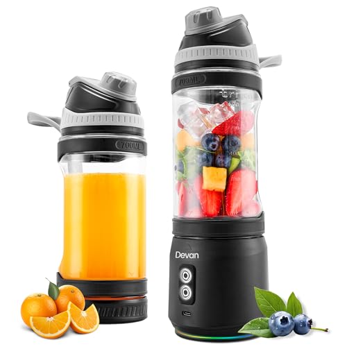 Portable Blender, Anti-Jamming 300 Watt for Shakes and Smoothies, 24oz Travel Blender USB Rechargeable, BPA Free Sporty bottl