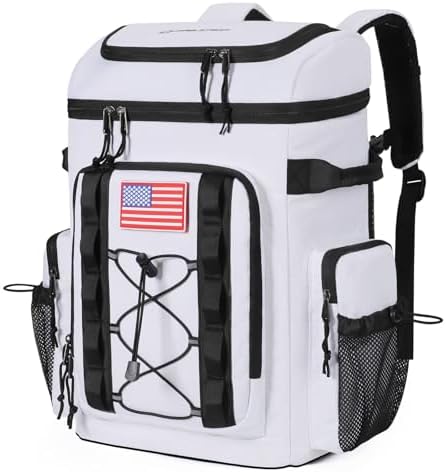 Maelstrom Backpack Cooler,Soft Lightweight Leakproof Cooler Backpack,35 Can Insulated Cooler Bag,Keeps 35 Cans Hot/Cold for Up to 16 Hours,Waterproof Lunch Bag for Men Women-White