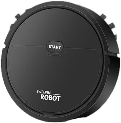 Robot Vacuum Cleaner, 3 in 1 Smart Robot Automatic Vacuum Cleaner, Suction Sweeping Mopping Function, USB Self Charging for Small Apartments(Black)