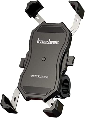 Kaedear(カエディア) バイク スマホホルダー バイク用スマホホルダー 携帯ホルダー 振動吸収 マウント 対応 スマホ スタンド アルミ製 マウント ハンドル ミラー 原付 オートバイ 自転車 クイックホールド KDR-M11C (Black)