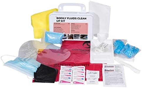 Ever Ready First Aid Bodily Fluids Clean Up Kit with Instructions and Wall Mountable Case, OSHA Compliant – 31 Pieces