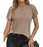 AUTOMET Womens Tshirts Trendy Fashion Tops Lace Short Sleeve Business Tee Shirts Casual Knitted B...