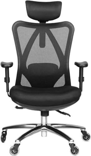 Duramont Ergonomic Office Chair - Adjustable Desk Chair with Lumbar Support and Rollerblade Wheels - High Back Chairs with Breathable Mesh - Thick Seat Cushion, Head, and Arm Rests - Reclines