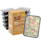 Golden State Art, 50 Pack 32 Oz Meal Prep Container, 1-Compartment Food Container Box with Lid, B...