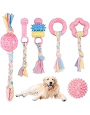 6 Pcs Puppy Chew Toys Set, Cute Safe Rope Toys Teeth Clean Toys Set with Cotton and Rubber for Small Dogs,Washable Cotton Rope Dog Toy