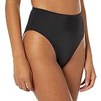 Amazon Essentials Women's High Waist High Leg Bikini Bottom, Washed Black, Large