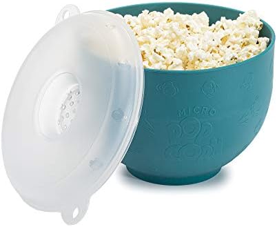 Goodful Silicone Popcorn Popper, Collapsible Hot Air Microwavable Popcorn Maker, Bowl Made without BPA, Teal