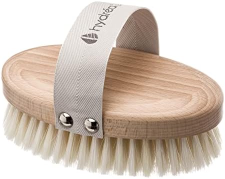 Hydrea London Natural Dry Body Brush – Exfoliating Dry Skin Brush with Natural Bristle, Dry Brush Cellulite Remover, Helps Improve Lymphatic Drainage - FSC® Certified Beechwood.