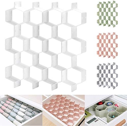 Kocuos Honeycomb Separator Adjustable Drawer Organizer Divider for Underwear Belt-Scarf Socks Organizer (White(1pc))