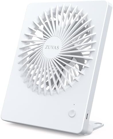 Zuvas Desk Fan Battery Operated Fan Rechargeable 180°Tilt Folding Personal Fan Ultra Quiet Small Portable Fan 3 Speed Adjustable Strong Wind USB Fan For Office Bedroom Home Desktop Camping (White)