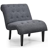 Giantex Armless Accent Chair, Modern Linen Cotton Fabric Leisure Lounge Chair w/Solid Wood Legs &...