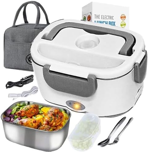 ISY-SHOP Gamelle chauffante, lunch box chauffante électrique tupperware chauffant boite repas 12v24v220v 60W etanche réchauffe plat bureau, voiture, camion allume cigare, chantier,sac isotherme